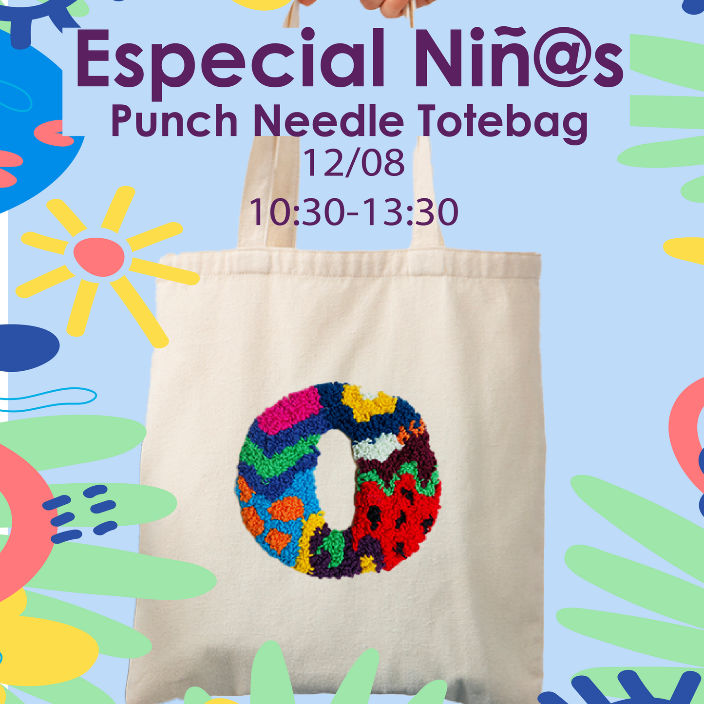 12/08 Niños Tote bag Punch Needle